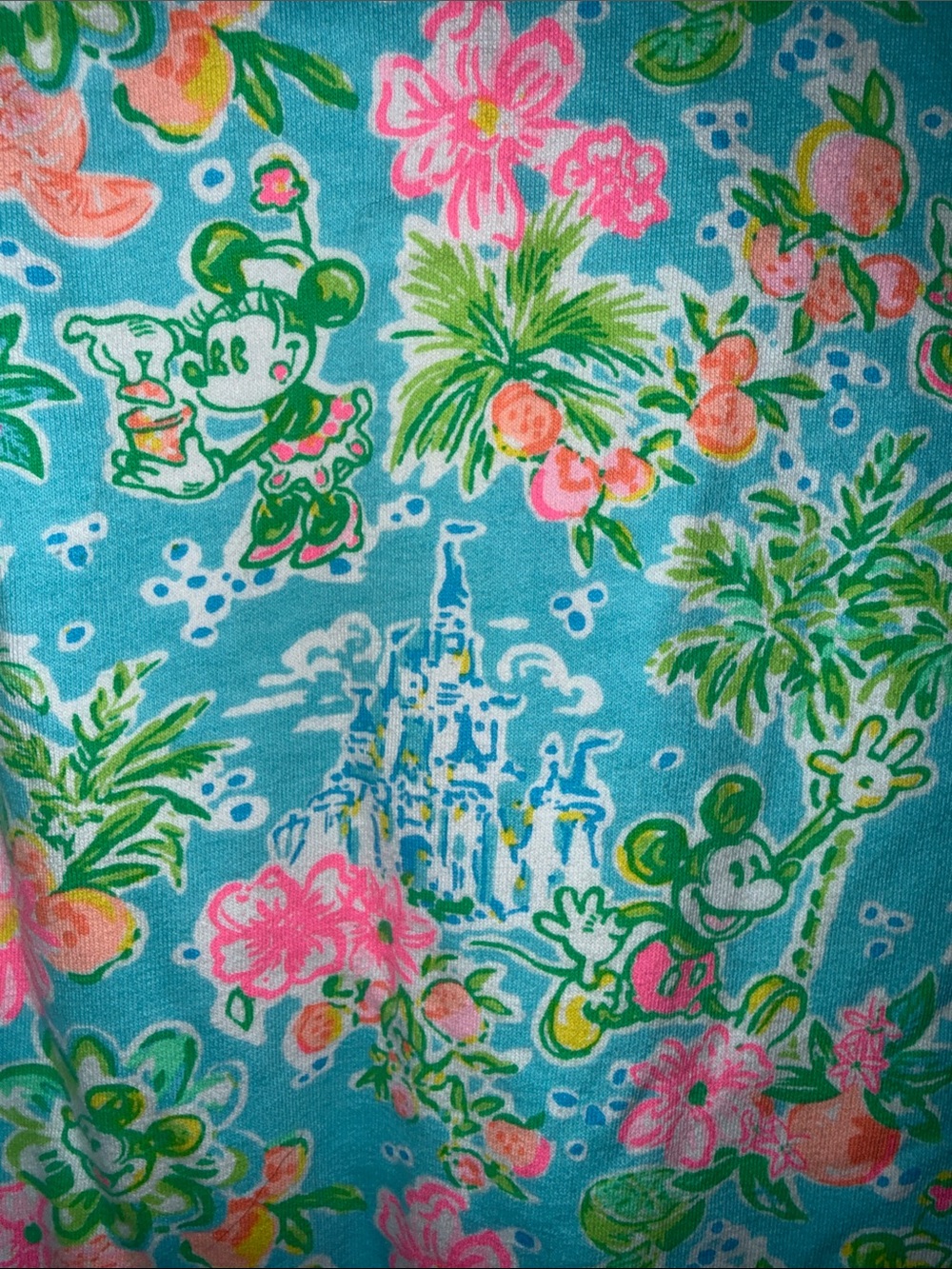 Lilly Pulitzer x Disney Light Blue Floral Half-Zip Pullover - Picture 5 of 6